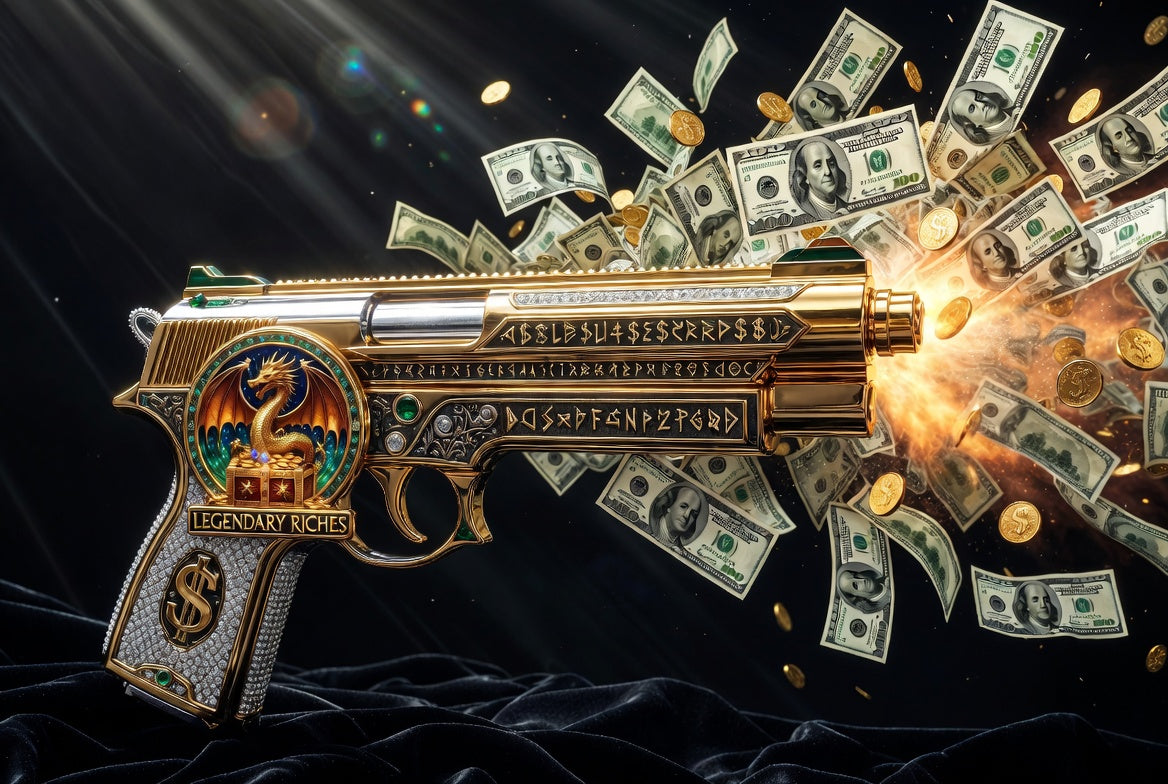 Legendary Money Gun with Dragon Emblem